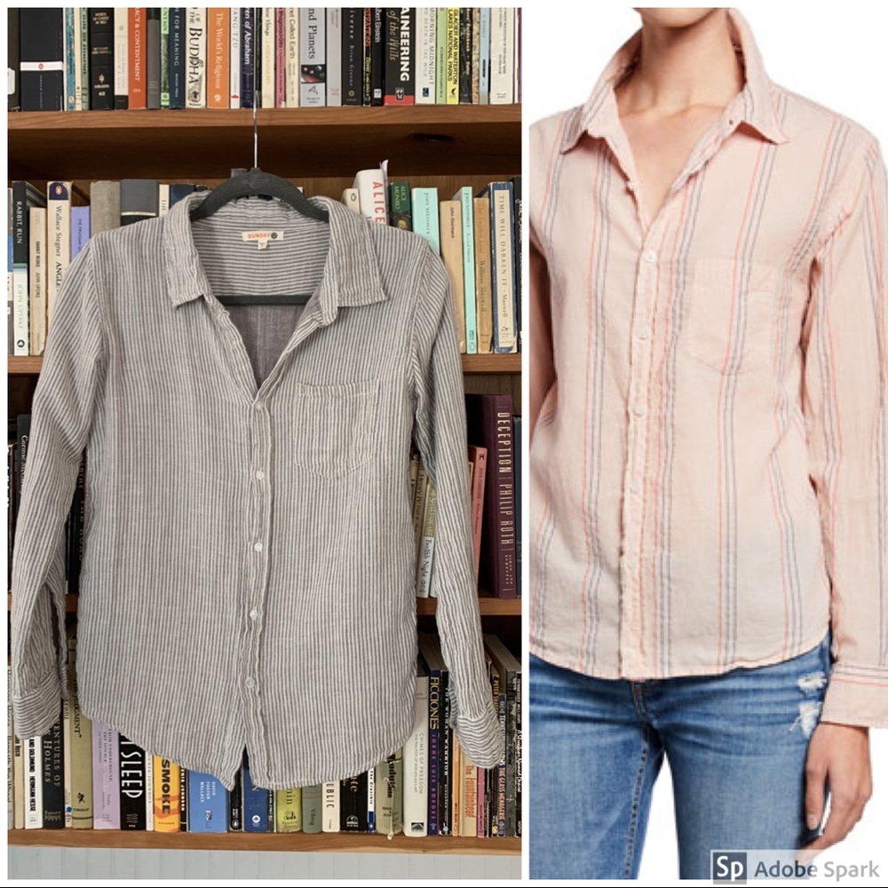 Sundry Pinstripe Gauze Button Down - image 2